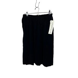 Vintage Courtwell Skirt Womens Black Velvet Sz 12 New Made in USA w Pockets Midi